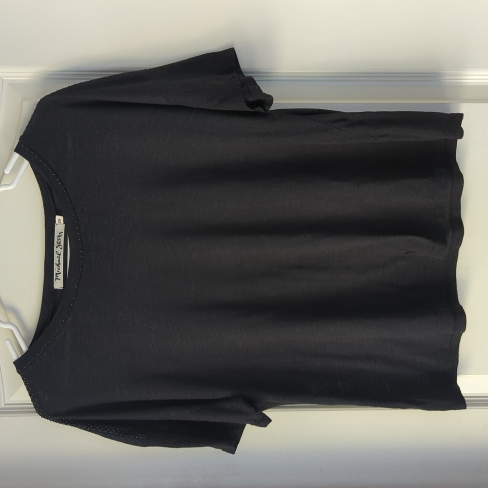 Michael Stars black semi sheer top with rhinestone like detailing